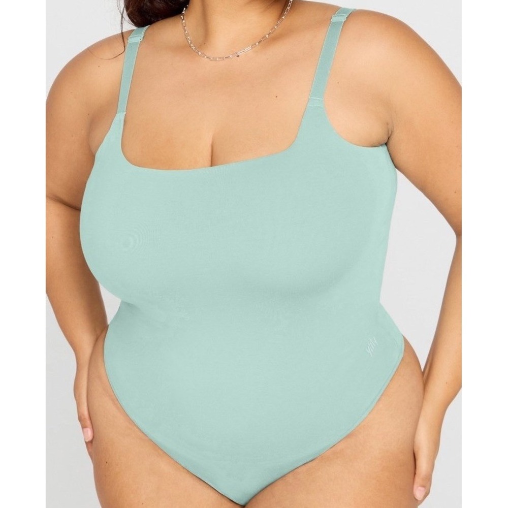 NWOT Women's Fabletics Yitty Snug Cotton Strappy Thong Bodysuit - Jade - Plus 6X